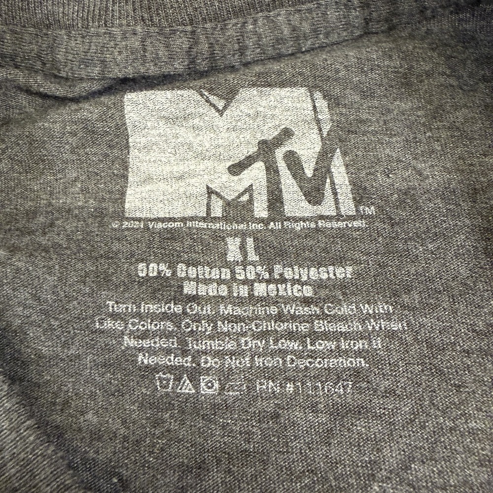 MTV Long Sleeve Dark Gray Graphic T-Shirt Tie Dye Logo Men's Size XL 80's 90's - Picture 6 of 14